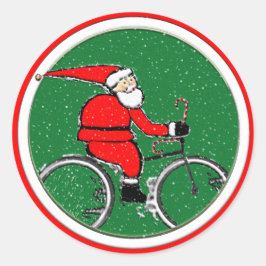 Cycling Christmas Runder Aufkleber