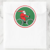 Cycling Christmas Runder Aufkleber (Tasche)
