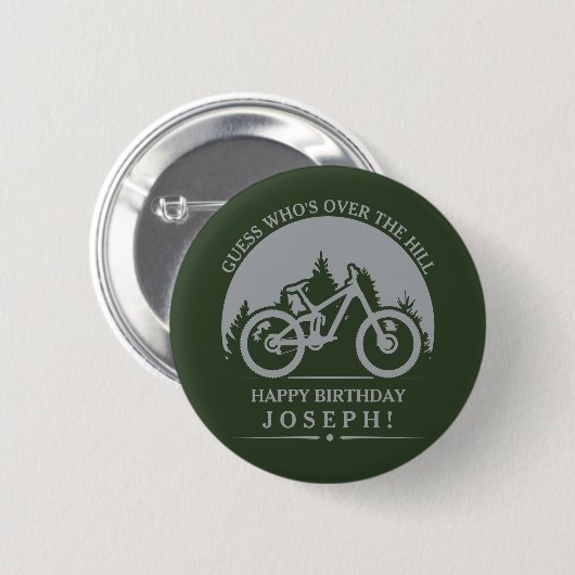 Cycling Cyclist Happy Birthday Personalized Button (Vorne & Hinten)