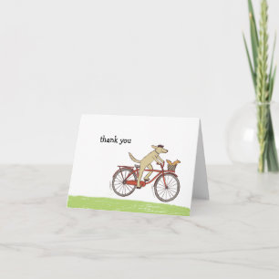 Cycling Dog and Squirrel Cute Thank You Cards Dankeskarte