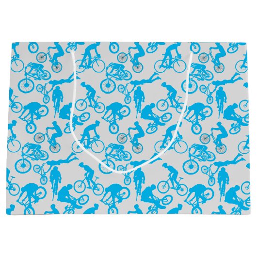 Cycling Freestyles Pattern.b x4 Offwhite BG Große Geschenktüte (Vorderseite)