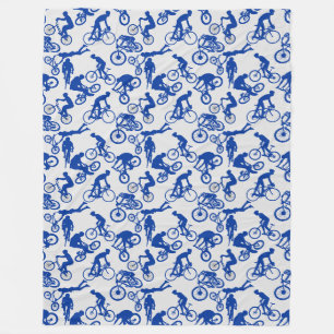 Cycling Freestyles Pattern.w x4 OffWhite BG Fleecedecke