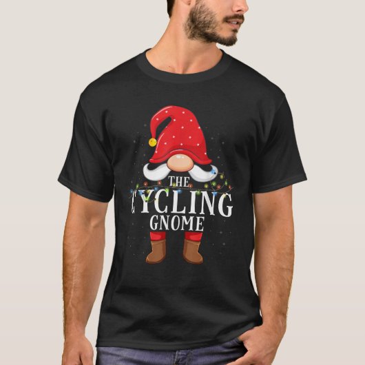 Cycling Gnome Matching Christmas Family Pajama T-Shirt (Vorderseite)