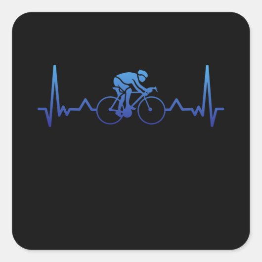 Cycling Heartbeat Cyclist Cycle Gift Quadratischer Aufkleber (Vorderseite)