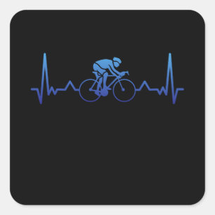Cycling Heartbeat Cyclist Cycle Gift Quadratischer Aufkleber