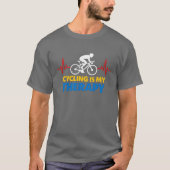 Cycling Is My Therapy Bold Cyclist Heartbeat T-Shirt (Vorderseite)