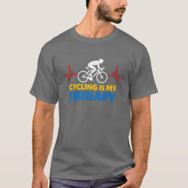 Cycling Is My Therapy Bold Cyclist Heartbeat T-Shirt