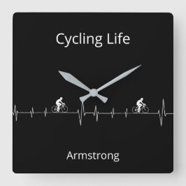 Cycling Life, Heartbeat anpassbar Quadratische Wanduhr