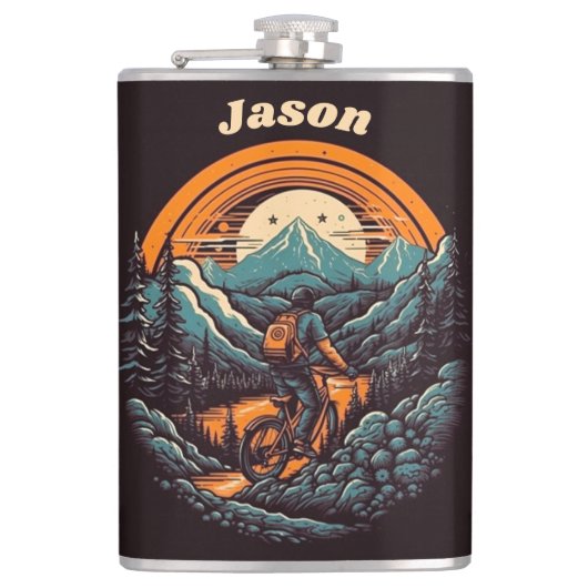 Cycling Life, Retro anpassbar Flachmann (Vorderseite)