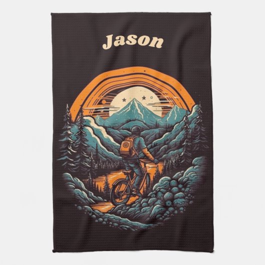 Cycling Life, Retro anpassbar Geschirrtuch (Vertikal)