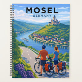 Cycling on the Mosel Germany Vintage Travel Art Planer