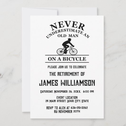 Cycling retired retirement party einladung (Vorderseite)