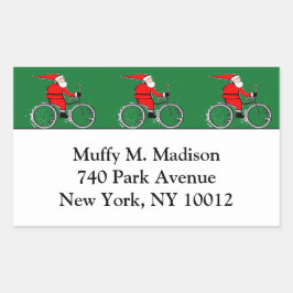 Cycling Santa Claus Rechteckiger Aufkleber