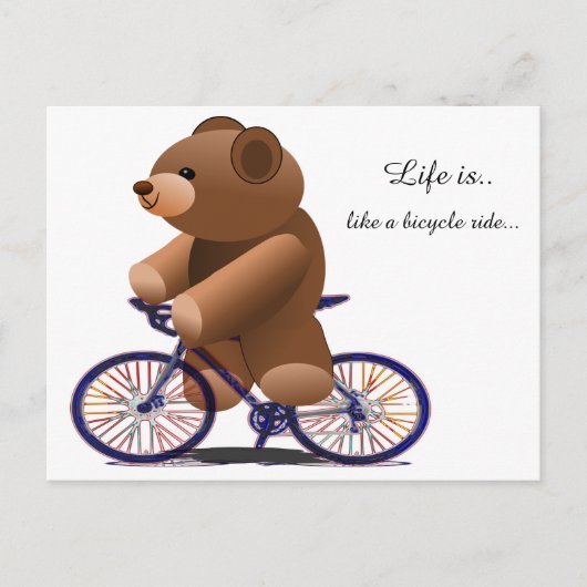 Cycling Teddy Bear Print Postkarte (Vorderseite)