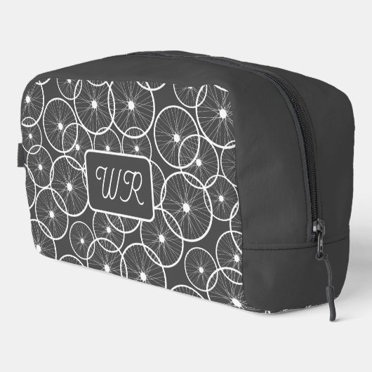 Cyclist Bicycle Wheel Pattern Monogram Waschbeutel (Rechte Ecke)