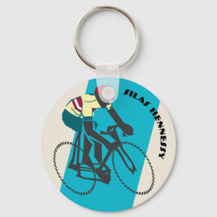 Cyclist (blau) schlüsselanhänger