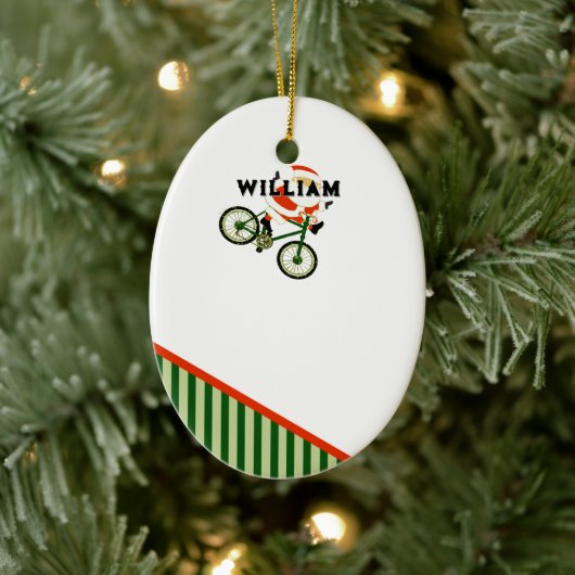 Cyclist Christmas Collectible Ceramic Ornament (Baum)
