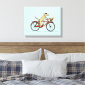 Cyclist Dog with Squirrel Friend - Fun Animal Art Leinwanddruck (Insitu (Schlafzimmer))