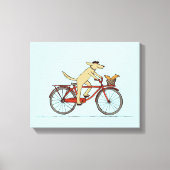 Cyclist Dog with Squirrel Friend - Fun Animal Art Leinwanddruck (Vorderseite)