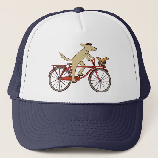 Cyclist Dog with Squirrel Friend - Fun Animal Art Truckerkappe (Vorderseite)