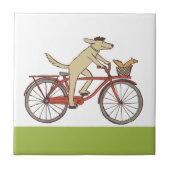 Cyclist Hund mit Eichhörnchenfreund - Fun Animal A Fliese (Vorderseite)