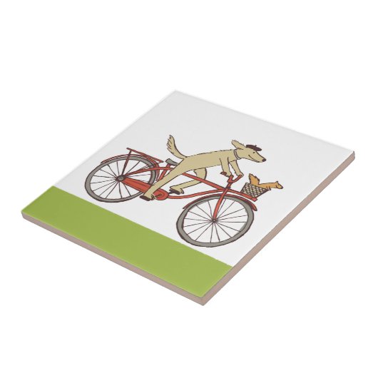 Cyclist Hund mit Eichhörnchenfreund - Fun Animal A Fliese (Seite)