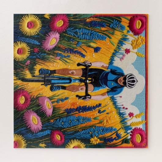 Cyclist in Bloom Puzzle (Horizontal)