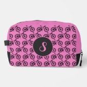 Cyclist Pink Bike Patterned Personalised Monogram Waschbeutel (Vorderseite)
