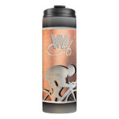 Cyclist - Stahlimitation - Silver&Pink Thermosbecher (Vorderseite)