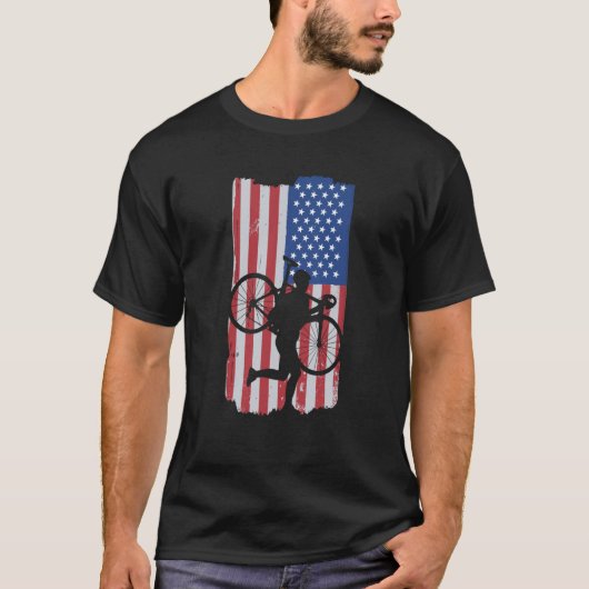 Cyclocross With American Flag T-Shirt (Vorderseite)