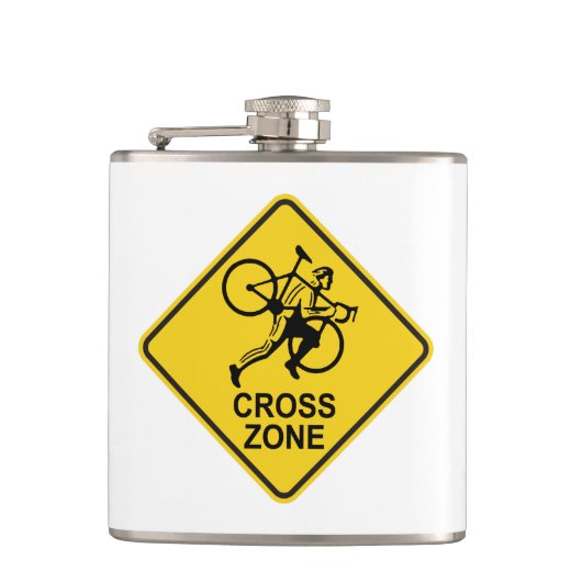 Cyclocross Zone Road Sign Flachmann (Vorderseite)