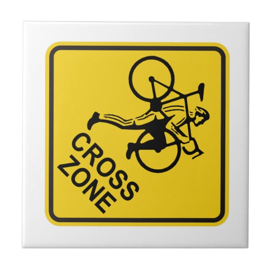 Cyclocross Zone Road Sign Fliese (Vorderseite)