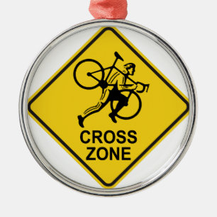 Cyclocross Zone Road Sign Ornament Aus Metall