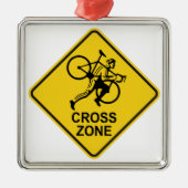 Cyclocross Zone Road Sign Ornament Aus Metall (Vorne)