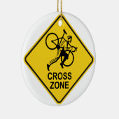 Cyclocross Zonen-Verkehrsschild Keramik Ornament (Rechts)