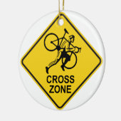 Cyclocross Zonen-Verkehrsschild Keramik Ornament (Links)