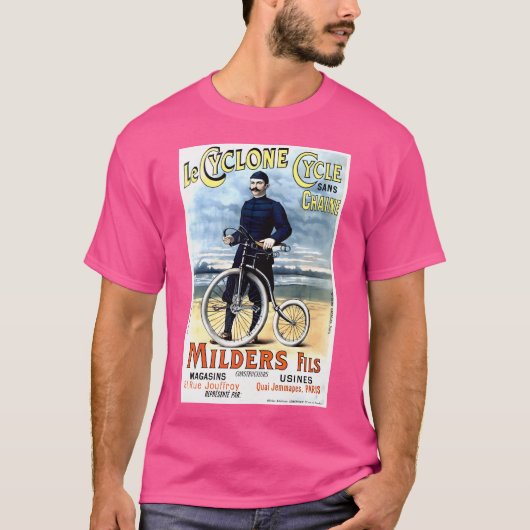 Cyclone Cycle Vintag Bicycle Werbung Print T-Shirt (Vorderseite)