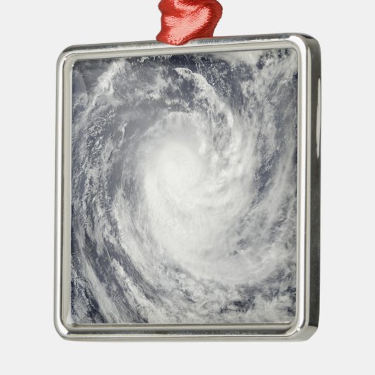 Cyclone Rene über den Südpazifik Silbernes Ornament (Links)