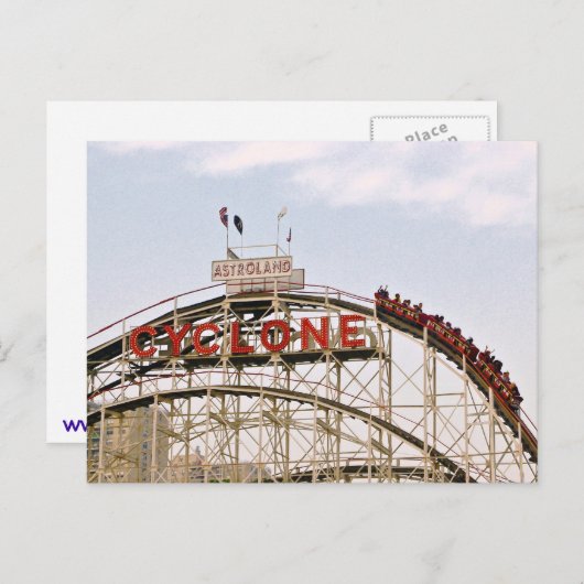 Cyclone Roller Untersetzer - Coney Island, Postkar Postkarte (Vorne/Hinten)
