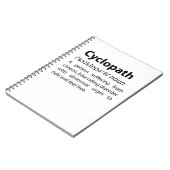 Cyclopath Funny Dictionary Definition Notizblock (Linke Seite)