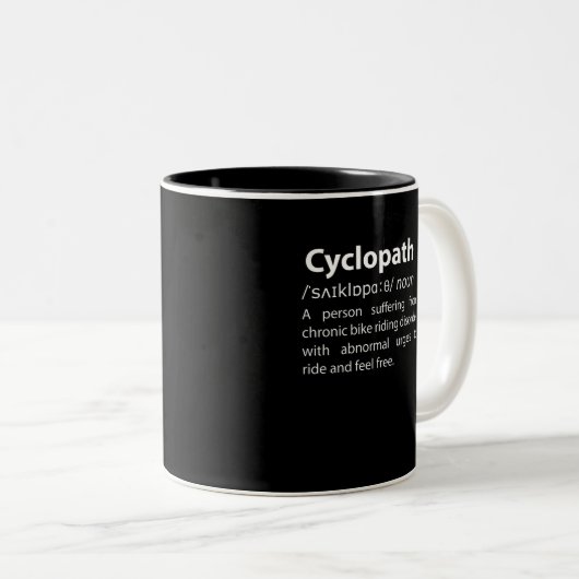 Cyclopath Funny Dictionary Definition Zweifarbige Tasse (VorderseiteRechts)