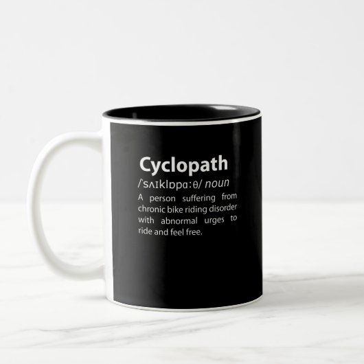 Cyclopath Funny Dictionary Definition Zweifarbige Tasse (Links)