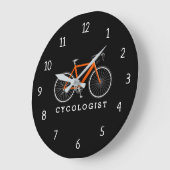 Cycologist Orange Bicycle On Black Large Clock Große Wanduhr (Winkel)