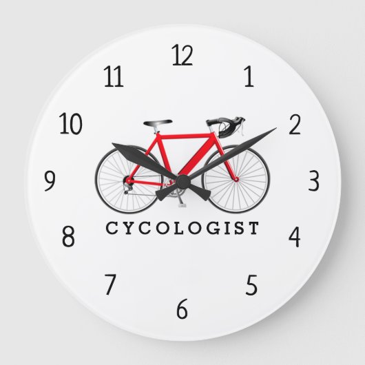 Cycologist Red Bicycle Large Clock Große Wanduhr (Vorderseite)