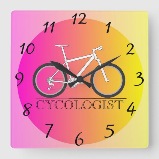 Cycologist Wall Clock Quadratische Wanduhr (Vorderseite)