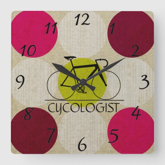 Cycologist Wall Clock Quadratische Wanduhr (Vorderseite)