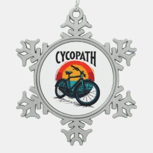 Cycopath: Elektrofahrrad mit Sonnenuntergang Grafi Schneeflocken Zinn-Ornament