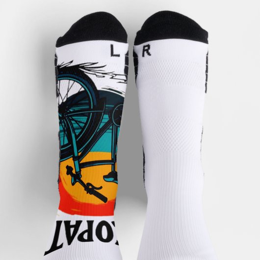 Cycopath: Elektrofahrrad mit Sonnenuntergang Grafi Socken (Oben)