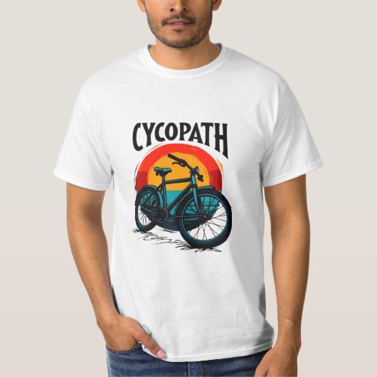 Cycopath: Elektrofahrrad mit Sonnenuntergang Grafi T-Shirt (Vorderseite)
