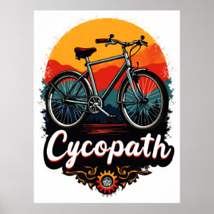 Cycopath: Elektrofahrrad und Sonnenuntergang Graph Poster